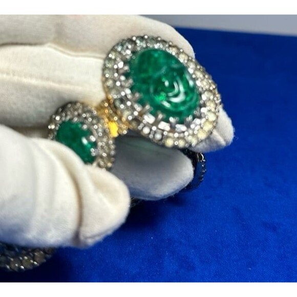 Rare Nettie Rosenstein vtg. Crackled cabochon bracelet - Picture 3 of 10